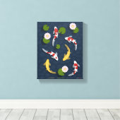 Japanse Koi Fish Pond 3 Canvas Afdruk (Insitu (Houten vloer))