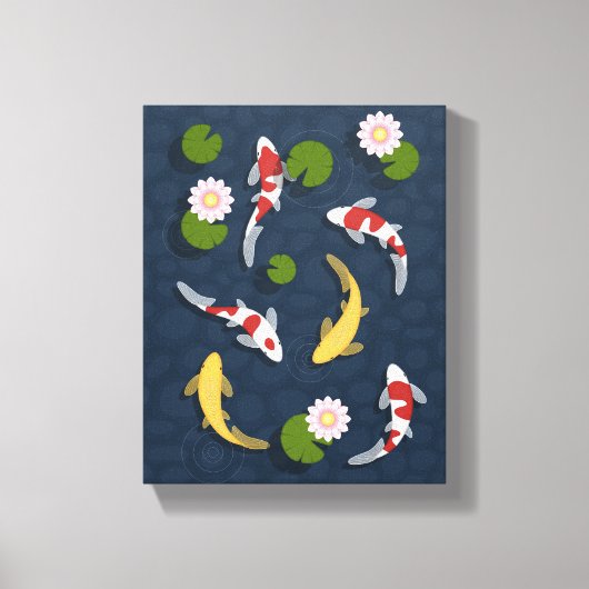 Japanse Koi Fish Pond 3 Canvas Afdruk (Voorkant)