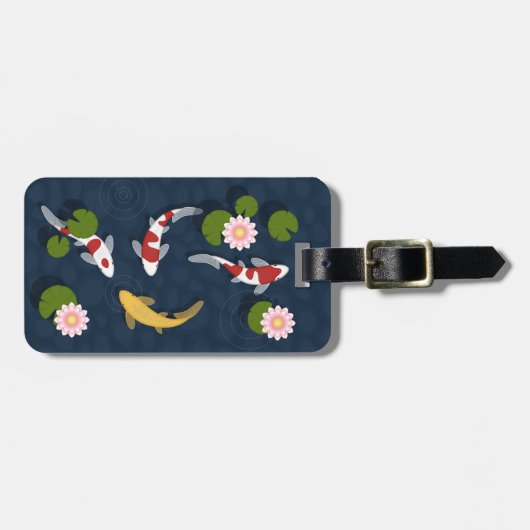 Japanse Koi Fish Pond Bagagelabel (Voorkant horizontaal)
