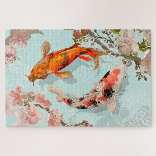 Japanse Koi Fish Pond | Bloembloesems Legpuzzel (Horizontaal)