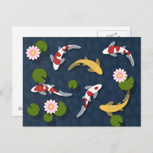Japanse Koi Fish Pond Briefkaart (Voorkant / Achterkant)