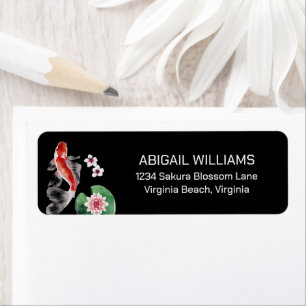 Japanse Koi Fish Pond, Cherry Blossom Address Etiket