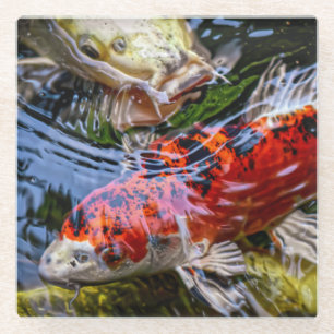 Japanse Koi Fish Pond Glazen Onderzetter
