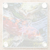 Japanse Koi Fish Pond Glazen Onderzetter (Achterkant)