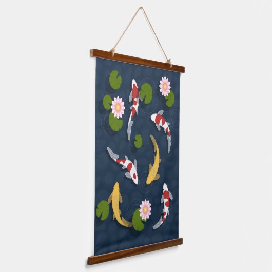 Japanse Koi Fish Pond Hangend Wandkleed (Gebogen)