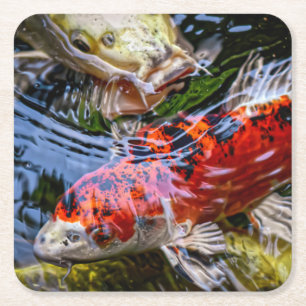Japanse Koi Fish Pond Kartonnen Onderzetters