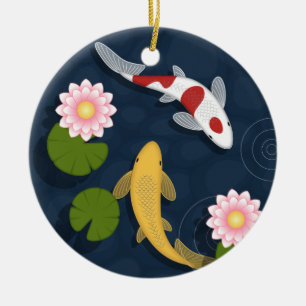 Japanse Koi Fish Pond Keramisch Ornament