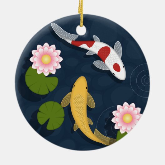 Japanse Koi Fish Pond Keramisch Ornament (Achterkant)