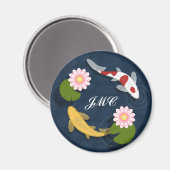 Japanse Koi Fish Pond Monogram Magneet (Voorkant / Achterkant)