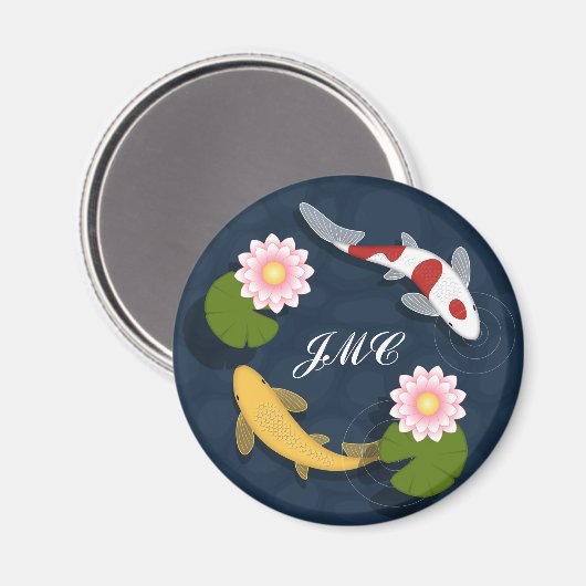 Japanse Koi Fish Pond Monogram Magneet (Voorkant / Achterkant)