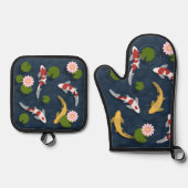 Japanse Koi Fish Pond Ovenwant & Pannenlap Set (Voorkant)