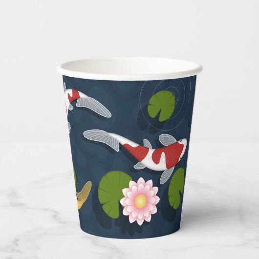 Japanse Koi Fish Pond Papieren Bekers (Achterkant)
