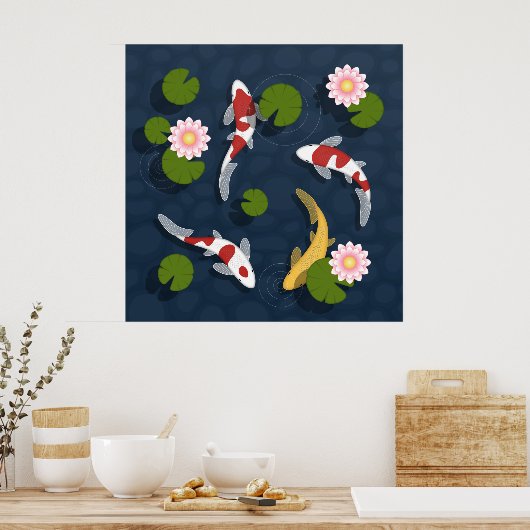 Japanse Koi Fish Pond Poster (Keuken)