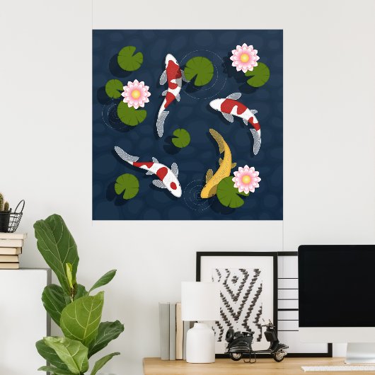 Japanse Koi Fish Pond Poster (Thuiskantoor)