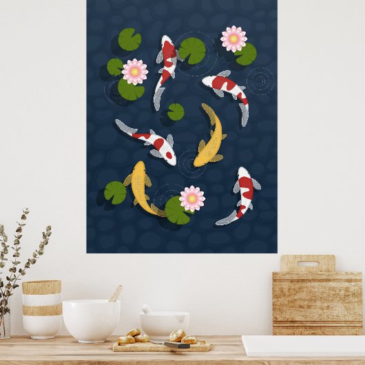 Japanse Koi Fish Pond Poster (Keuken)