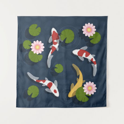 Japanse Koi Fish Pond Square Wandkleed (Voorkant)