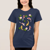 Japanse Koi Fish Pond Tri-Blend Shirt (Voorkant)