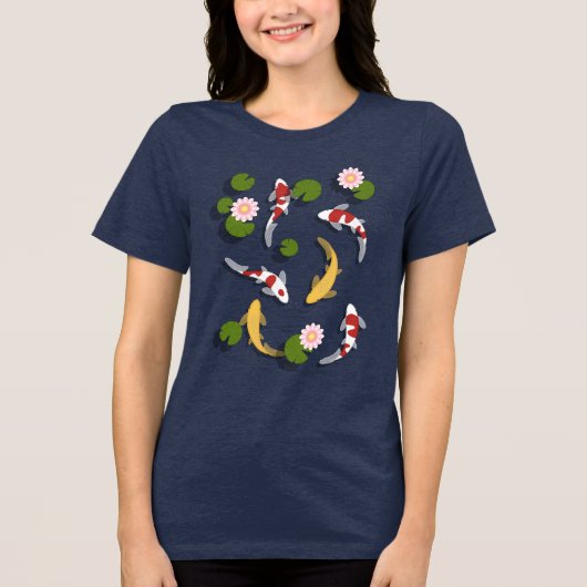 Japanse Koi Fish Pond Tri-Blend Shirt (Voorkant)