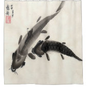Japanse Koi Fish Pond Waterverf Painting Douchegordijn (Voorkant)