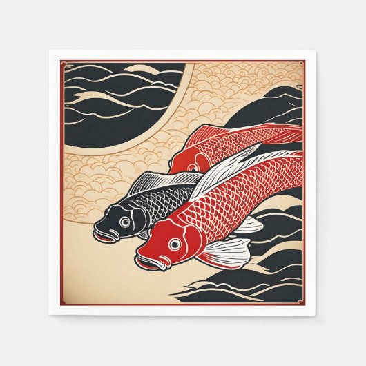  Japanse Koi Fish Servet (Voorkant)