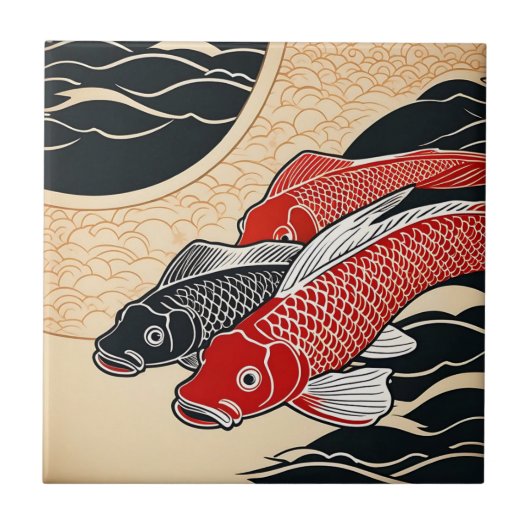 Japanse Koi Fish Tegeltje (Voorkant)