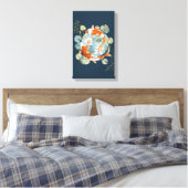 Japanse Koi Fish Water Lily Pad Wall Art Canvas Afdruk (Insitu (Slaapkamer))