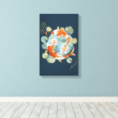 Japanse Koi Fish Water Lily Pad Wall Art Canvas Afdruk (Insitu (Houten vloer))