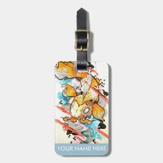 Japanse Koi Fish Waterverf Art schilderen Bagagelabel