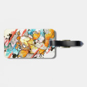 Japanse Koi Fish Waterverf Art schilderen Bagagelabel (Achterkant horizontaal)