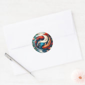 Japanse Koi Fish Yin Yang Ronde Sticker (Envelop)