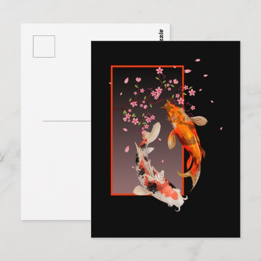 Japanse Koi Fishes and Flowers Briefkaart (Voorkant / Achterkant)