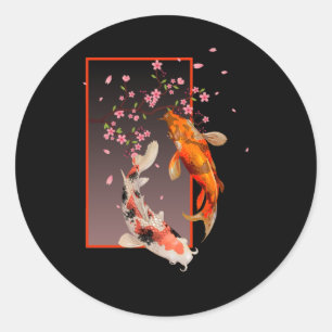 Japanse Koi Fishes and Flowers Ronde Sticker