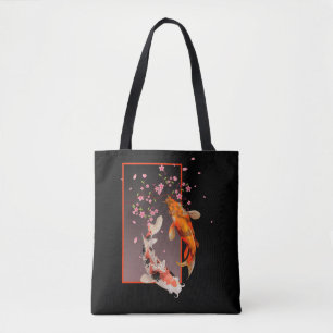 Japanse Koi Fishes and Flowers Tote Bag