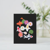 Japanse Koi Fishes Water Lily Art Briefkaart (Staand voorkant)