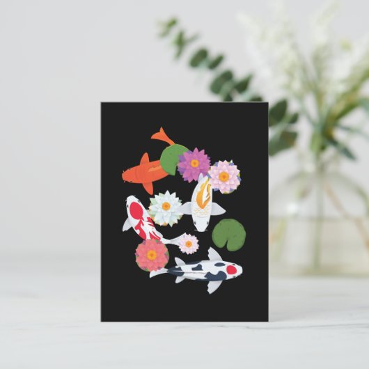 Japanse Koi Fishes Water Lily Art Briefkaart (Staand voorkant)