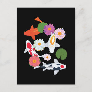 Japanse Koi Fishes Water Lily Art Briefkaart