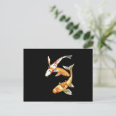 Japanse Koi Goldfish op zwart Briefkaart (Staand voorkant)