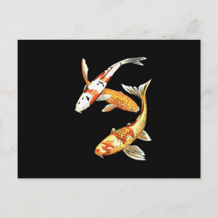 Japanse Koi Goldfish op zwart Briefkaart