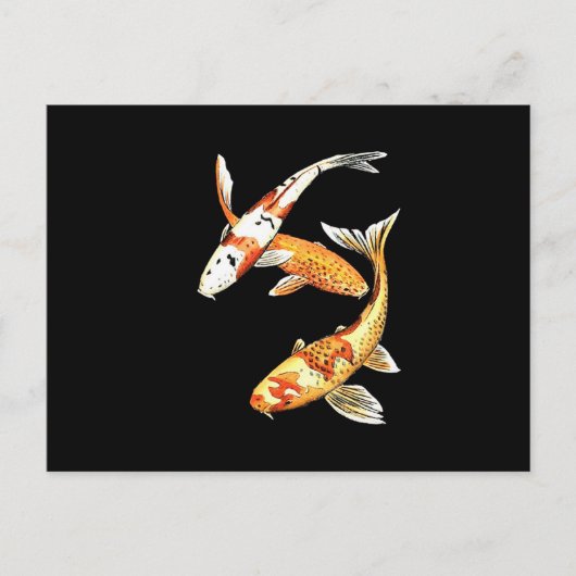 Japanse Koi Goldfish op zwart Briefkaart (Voorkant)