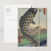 Japanse Koi Hiroshige Vis Festival Vlag Briefkaart (Voorkant / Achterkant)
