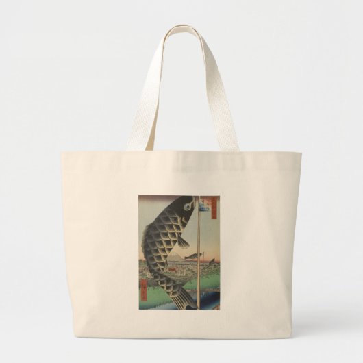 Japanse Koi Hiroshige Vis Festival Vlag Grote Tote Bag (Voorkant)