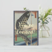 Japanse Koi Hiroshige Vis Festival Vlag Kaart (Staand voorkant)