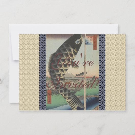 Japanse Koi Hiroshige Vis Festival Vlag Kaart (Voorkant)