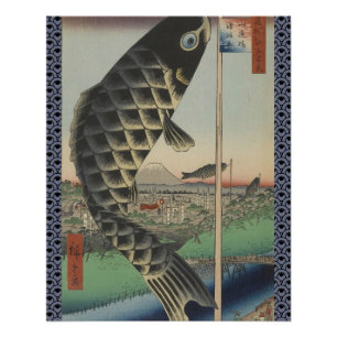 Japanse Koi Hiroshige Vis Festival Vlag Perfect Poster