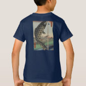 Japanse Koi Hiroshige Vis Festival Vlag T-shirt (Achterkant)