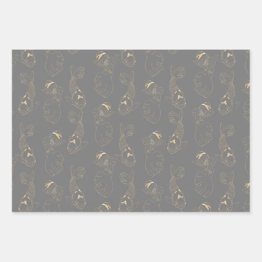Japanse Koi in grijs en goud Inpakpapier Vel (Voorkant 2)