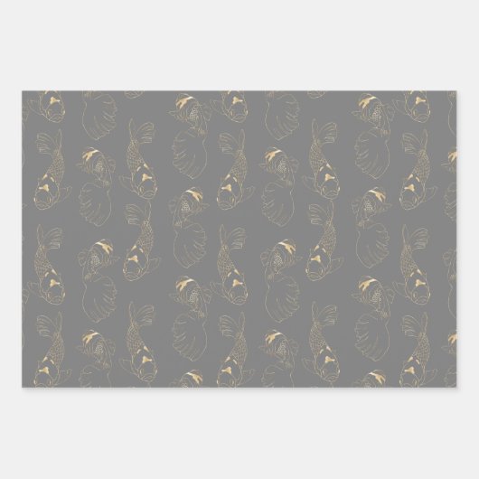 Japanse Koi in grijs en goud Inpakpapier Vel (Voorkant)