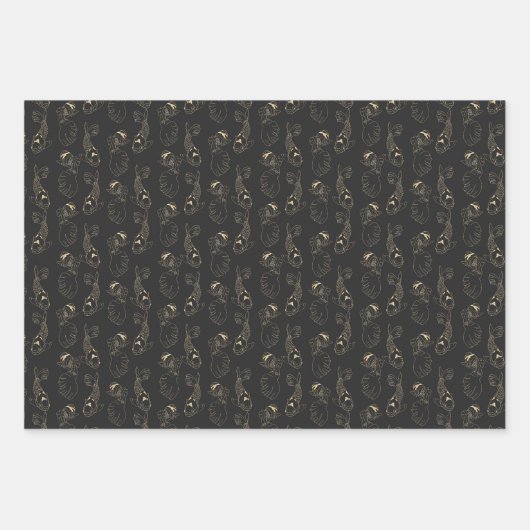 Japanse Koi in zwart en goud Inpakpapier Vel (Voorkant 2)