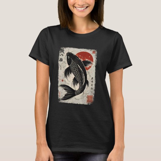 Japanse Koi Karper Perseverance Koi Fish Sakura Ni T-shirt (Voorkant)