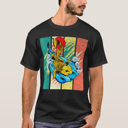 Japanse Koi Karper Vis Vintage Retro T-shirt (Voorkant)